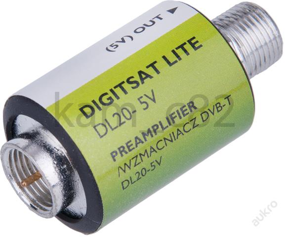 Zesilovač DVB-T signálu DL 20 5V, průchozí 20dB